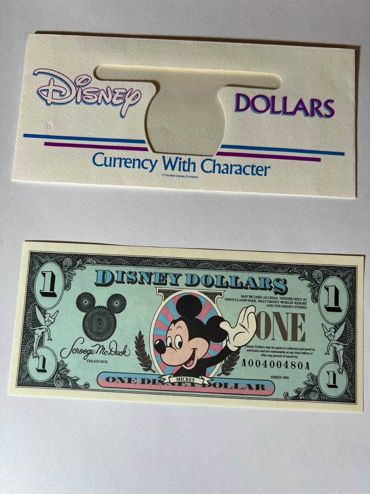 Disney Dollar Mickey 1998 $1 one dollars A Series UNC Mint