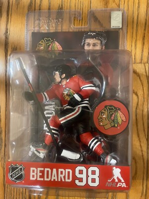 McFarlane  CONNOR BEDARD #98 Chicago Blackhawks 7'' Figure NHL ~ MINOR DAMAGE