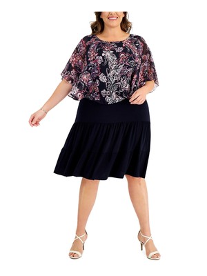 СВЯЗАННАЯ ОДЕЖДА Женский темно-синий пуловер без подкладки с рукавом до локтя Плюс 20 Вт