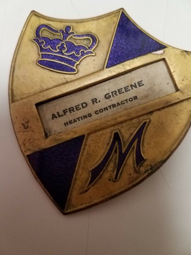 Metal Badge Alfred R. Greene Heating Bastian Bros (Rochester, NY) Unique Vintage