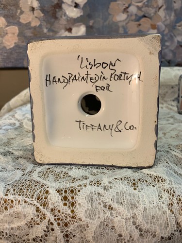 Tiffany & Company Hand Painted Porcelain Candlesticks w/ Blue, Green & Rust