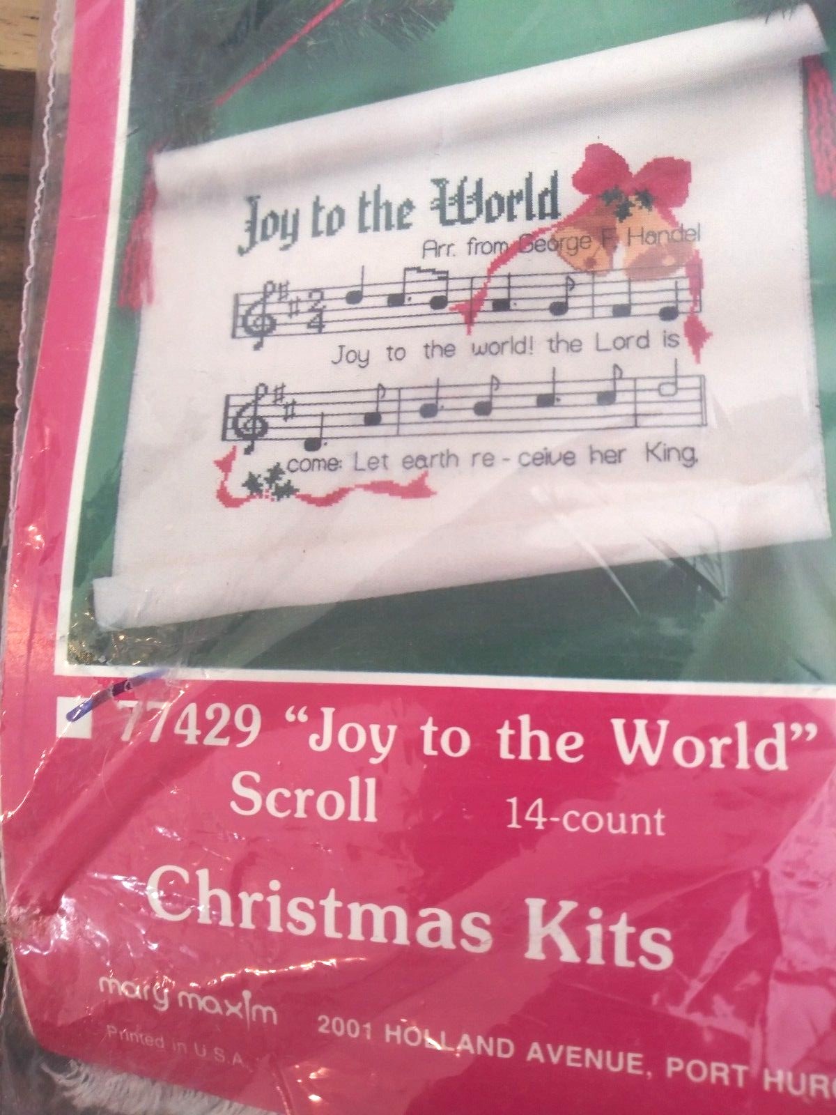 MARY MAXIM “JOY TO THE WORLD” SCROLL NEEDLEWORK #77429 RARE NEW OLD STOCK