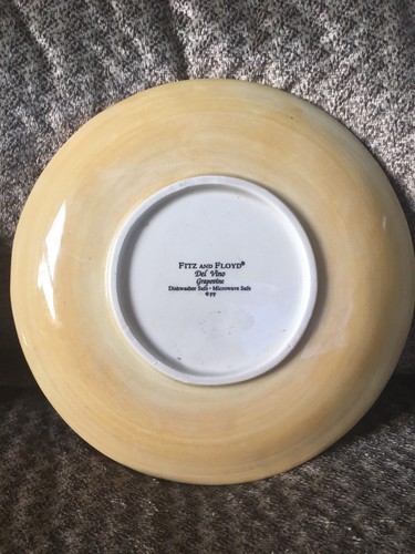 4 Fitz And Floyd Del Vino Grapevine Bread Plates Yellow Orange Trim Grapes FF 6”