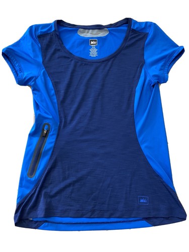 REI Womans Size XXS Blue Athletic Short Sleeve Shirt ZIP