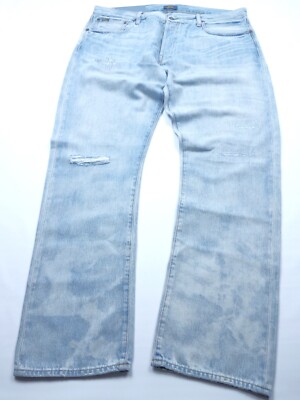* POLO RALPH LAUREN JEANS DENIM PANTS 38 30 BLUE VARICK SLIM DISTRESS HOLE PATCH