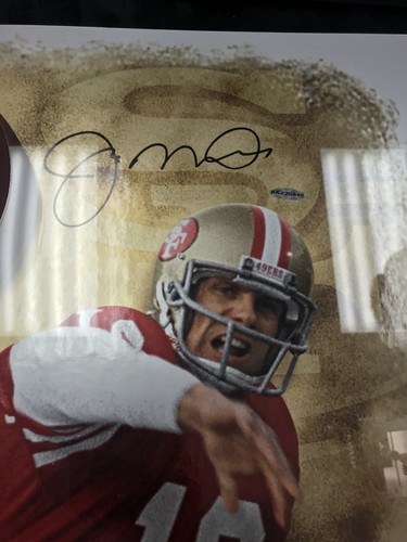 Joe Montana Breaking Through Piece Signed Picture With Coa