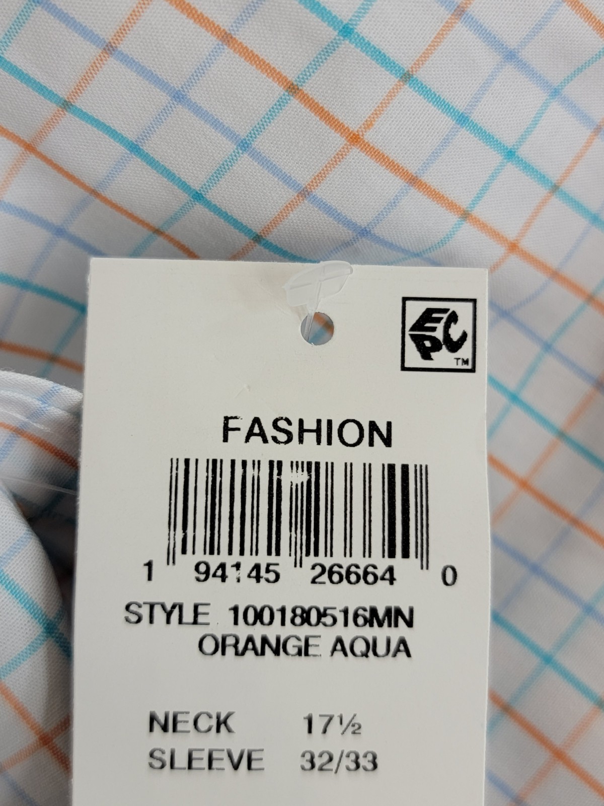 Club Room Regular Fit Performance Dress Shirt Men's 17.5 32-33 Orange/Aqua L/S - Picture 16 of 16