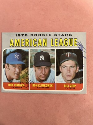 1970 Topps #702 A.L. Rookies Bob Johnson, Bill Zepp Autographs NRMT Condition.
