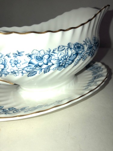 Royal Doulton MAYFAIR BLUE Gravy Boat & Underplate H4900