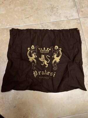 Pratesi Firenze Storage Dust Bag Brown Tote Bag Fabric Drawstring 14  x 18  NEW