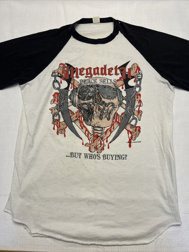 Megadeth Vintage Baseball T Shirt 1986 Peace Sells Tour Rare