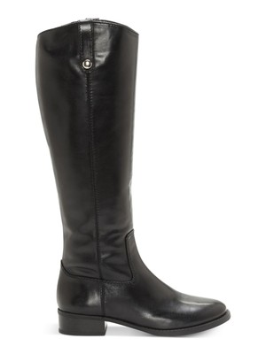 

INC Женские кожаные ботинки для верховой езды Black Fawne Round Toe с наборным каблуком и застежкой-молнией, Черный, FAWNE