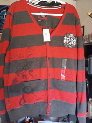 Marc Ecko Cut & Sew Gothic Freddy Krueger Style Sweater, Vintage Rare New XL