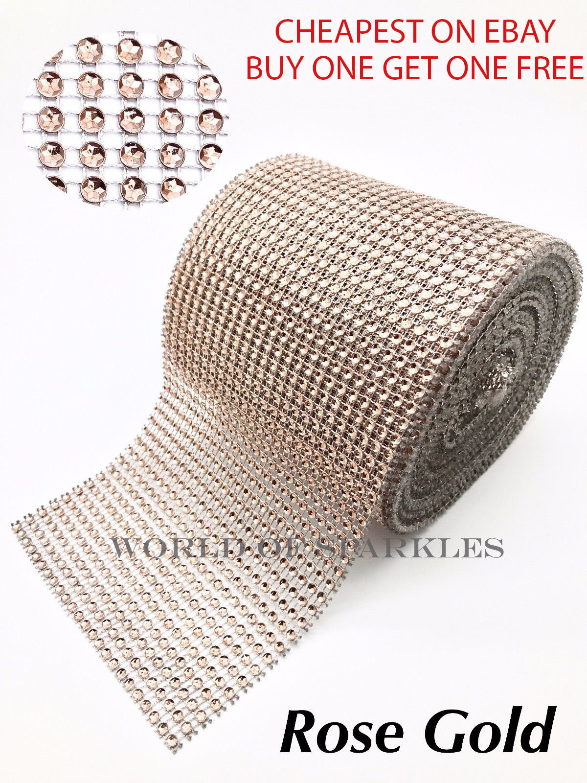 60 cm Or Rose Strass effet Ruban pour gâteau de mariage carte Trim Sewing