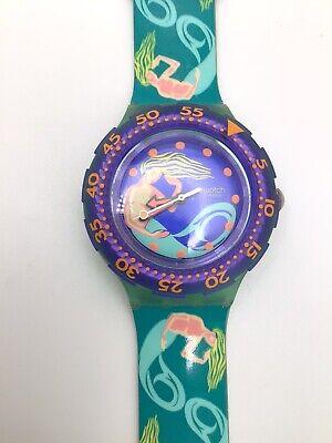 Vintage Mermaid Swatch Watch Scuba~SDG100~”Sailors Joy”~New Battery ~1993