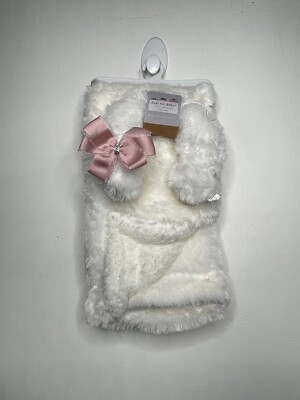 Elements Of Style 2 Pc  Fleece Baby Blanket & Neck Pillow Ivory 30X40
