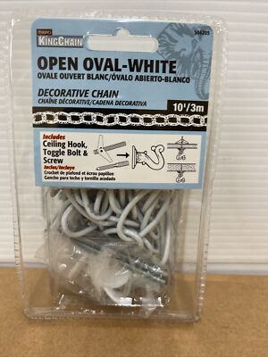 MIBRO 504205 Lightweight Open Oval White Polycoated Decor Chain 10 ft. x 3 mm.