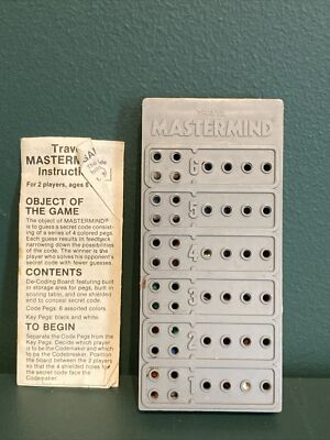 Vintage Travel Mastermind 1988 Pressman Toy Break the Hidden Code Mini Strategy