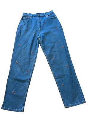 Quacker Factory Halloween Candy Corn Denim Jeans Size 14