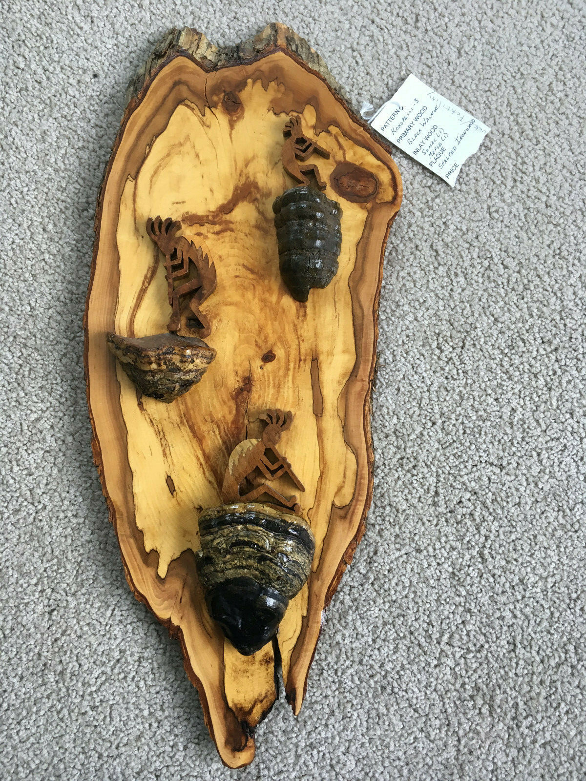 Live edge black walnut WOOD WALL ART KOKOPELLI figures 20x9