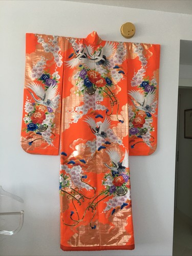 Hand Sewn Japanese Wedding Kimono EUC Cranes Flowers | eBay