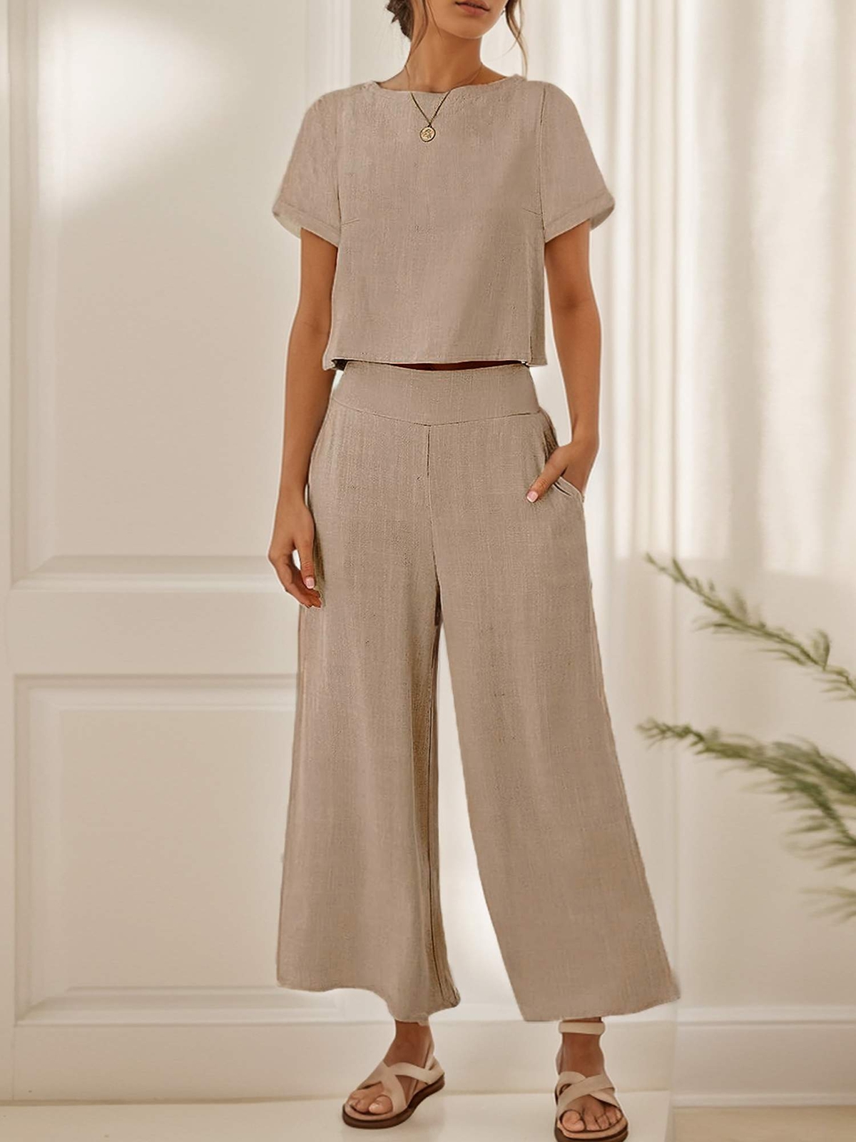 トップス LA PEAU DE GEM two piece linen like top two piece linen like tops – LA PEAU DE GEM