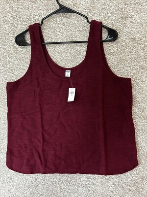 Old Navy Lightweight Textured Red Cotton Blend Tank Top Size Large Tall