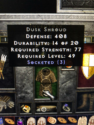 DIABLO 2: RESURRECTED  3OS OPEN SOCKETED dusk shroud FOR enigma  PC SC