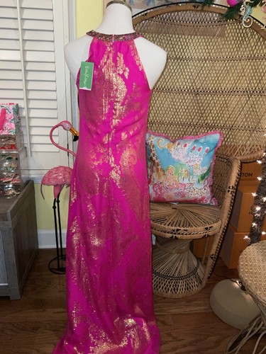 Pre-owned Lilly Pulitzer Franconia Maxi Dress Magenta Paisley Chiffon ? Size 2 ? In Purple