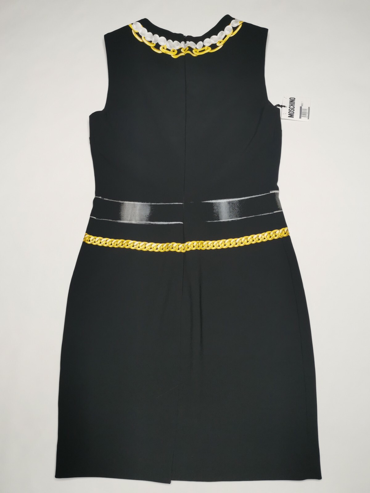 Pre-owned Moschino Couture Chain Necklace Logo Dress Black 40 / Us 6 $1055