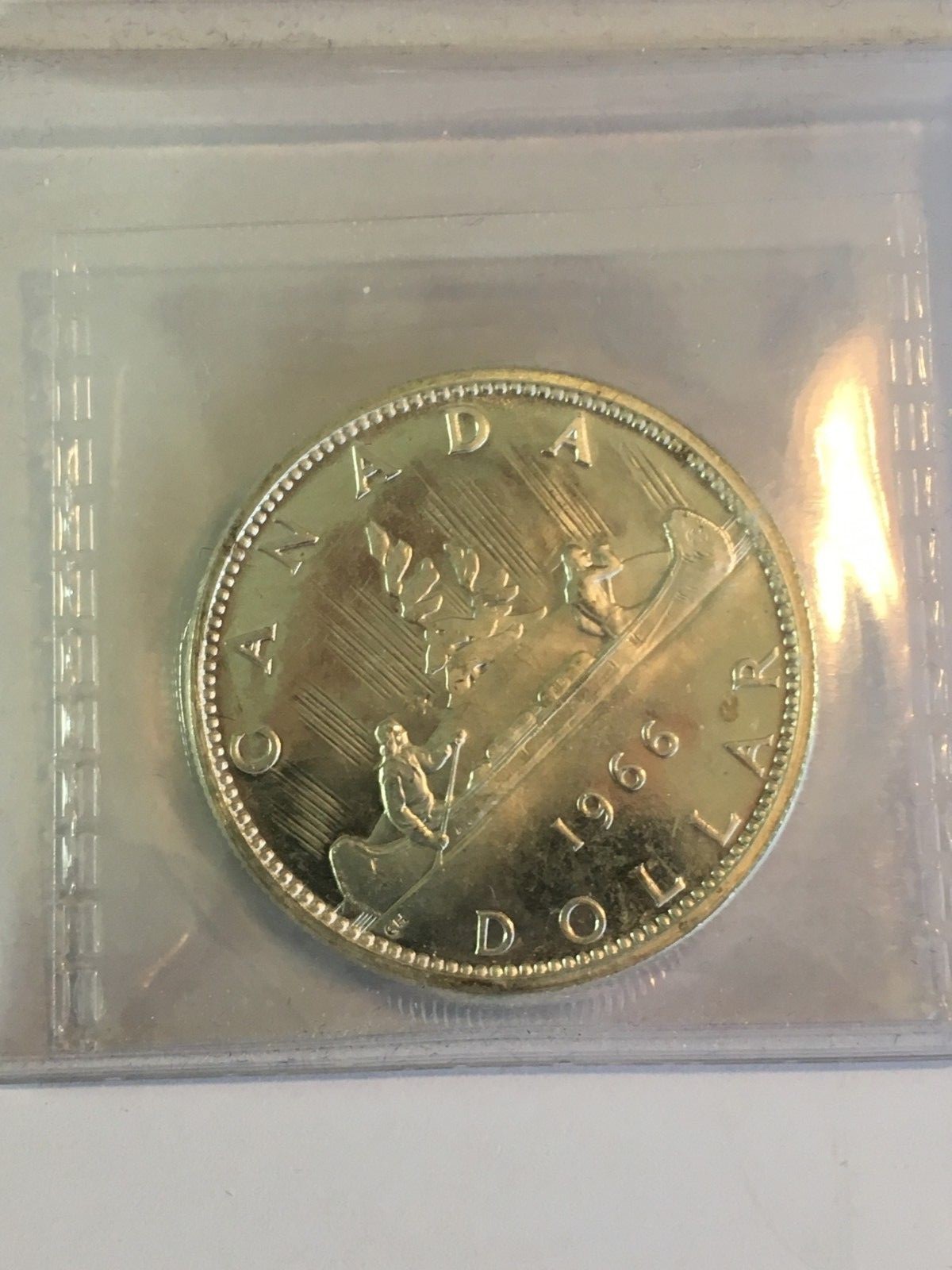 ICCS MS-63 CANADA 1966 SILVER DOLLAR..SMALL BEADS..EXTREMELY RARE COIN..