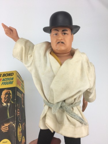 VINTAGE 1965 AC GILBERT JAMES BOND 007 GOLDFINGER ODD JOB ACTION FIGURE & BOX