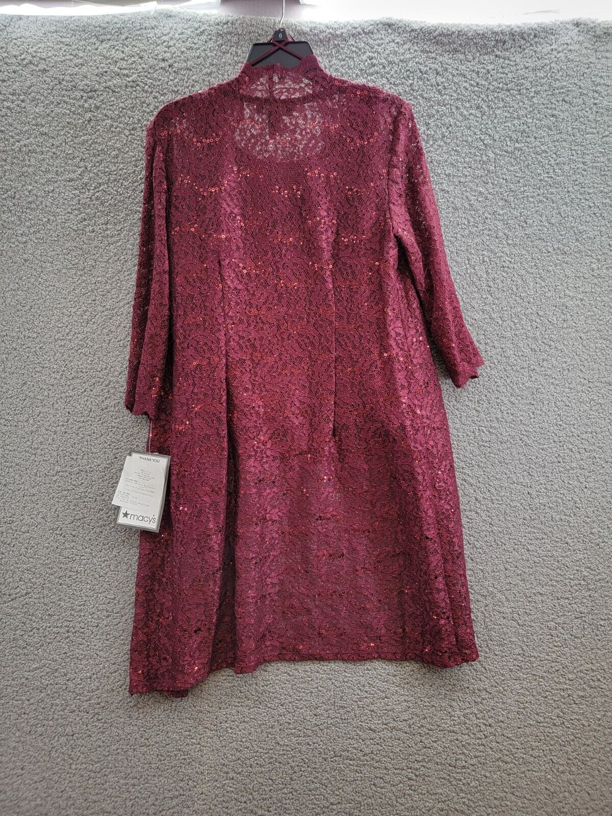 R & M Richards 3-Pc. Sequined Lace Pantsuit & Jacket Women's 6 Merlot 3/4 Sleeve - Picture 6 of 22