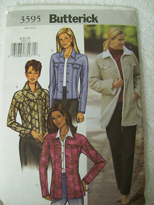 SEWING  PATTERN BUTTERICK 3595 MISSES JACKET LOOSE FIT PRINCESS SEAM 6-8-10 NEW