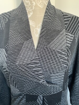 SAHARA GREY/BLACK CRINKLE RIB FABRIC DRESS SIZE M, POCKETS, GOOD CONDITION
