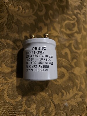 PHILIPS 600442-25RM CAPACITOR 300UF - 10 + 50% 400VDC  450 SURGE 85 C MAX