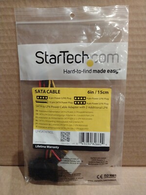 **LOT of 10* StarTech 6in SATA to LP4 Power Cable Adapter with 2 Extra LP4 *New*