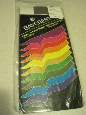 RARE Knee Highs BAYCREST Khaki One Size Nylon Socks SEALED Vintage Hosiery