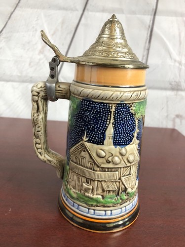 Vintage Beer Stein Lidded Beer Mug
