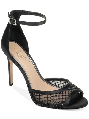 

JEWEL BADGLEY MISCHKA Женские черные атласные сандалии Nakisha Toe Stiletto 7,5 м, Черный, JW3403
