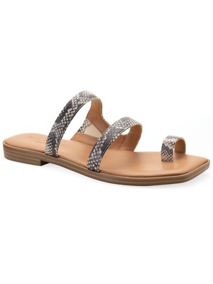 SUN STONE Женские бежевые сандалии Snake Snake Square Slip On Leather Thong Sandals 7,5 M