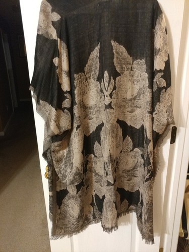 Do Everything In Love Beige/Black Kimono Style Cover Up Wrap - One Size