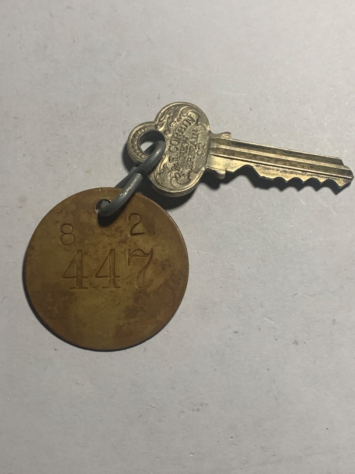 Vintage Hotel Motel Room Key BRASS Fob & Key #447 | eBay