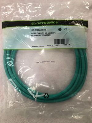 Ortronics, OR-MC6A09-05, CAT6A, MOD 5, 9FT, 4P 26 AWG PVC, GREEN........LSS-25-2