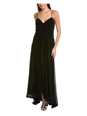DONNA KARAN NEW YORK Женское черное платье на подкладке с мягким разрезом на бретельках-спагетти Dress 4