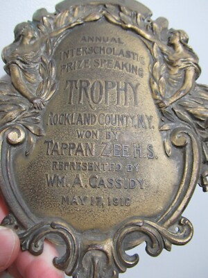 RARE 1918 Tappan Zee High School Trophy, by William A. Cassidy, Rockland NY, 7''