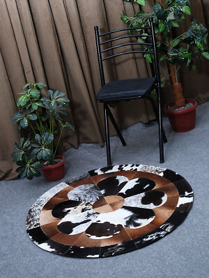 Cowhide Round Patchwork Carpet Handmade Cowhide Carpet  Home Décor Cow Skin 4217