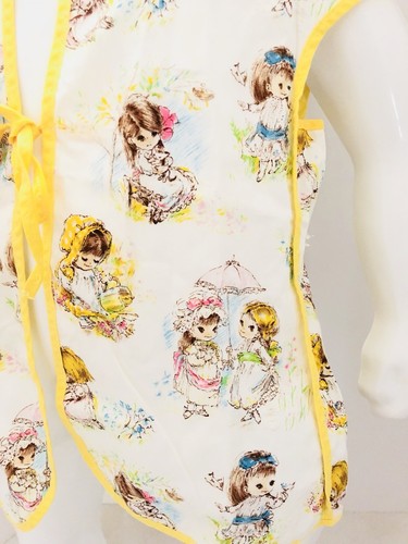 Vintage Handmade Child Apron Painting Craft Cooking Smock Prairie Girls Tie Back