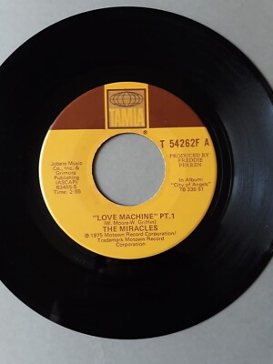 THE MIRACLES, LOVE MACHINE ORIGINAL 45 VG+ #1 HIT 1975