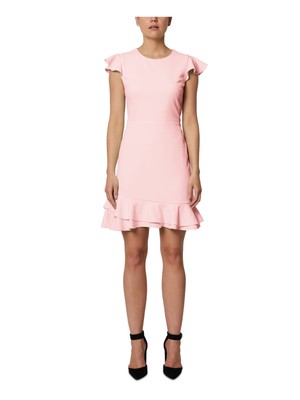 

SAGE COLLECTIVE Женское розовое платье-футляр с рукавами-крылышками и подолом, Розовый